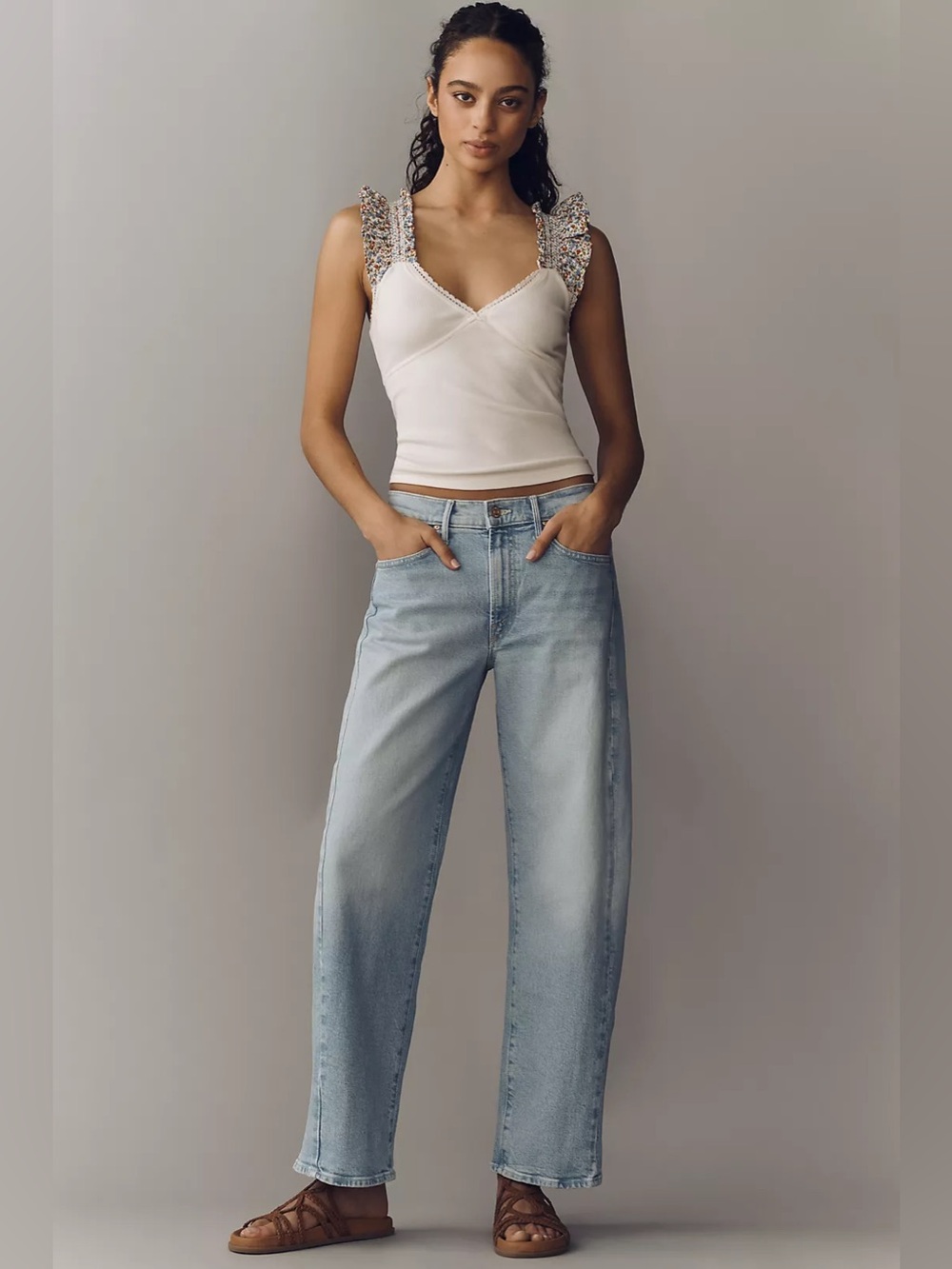 NEW MOTHER The Half Pipe Hover Mid-Rise Tapered Jeans in Instant Replay, Size 32